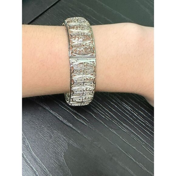 VTG EB Germany Sterling Silver 7 ½" Filigree Hinged Bangle Bracelet! 130 - Picture 5 of 6